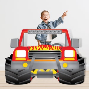 Grote Monster Truck Photo Booth Frame afdrukbare - INSTANT DOWNLOAD, Monster Jam DIY Photo Prop, Big Rig Selfie Frame, Decor Kids Party