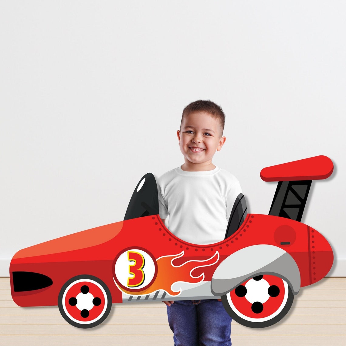 Race Car Photo Booth Frame, Red Retro Racing Party Prop (editable ...