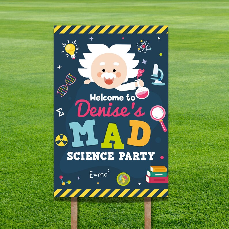 Science Lawn Sign Science Birthday Party Yard Sign, Editable Printable - Etsy