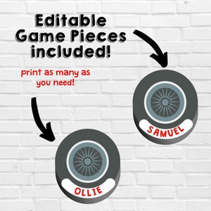 Race Car Party Game: Pin the Wheel, Editable Printable image 2