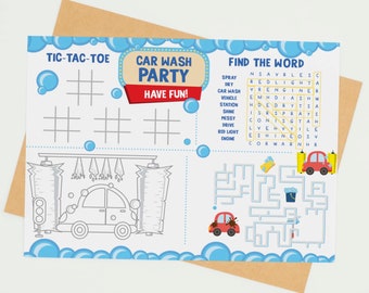 Car Wash Birthday Party Games, Coloring Sheet (Editable Printable)