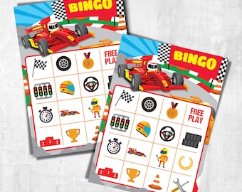 Gioco del bingo a tema auto da corsa / Attività per feste a tema F1 e go-kart (stampabile)