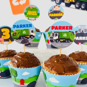 Garbage Truck Party Cupcake Toppers