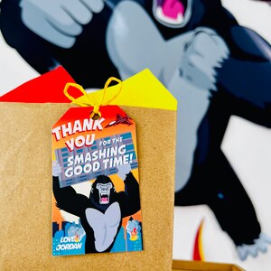 King Kong Party, Planet of the Apes Party, Kong Skull Island Party, Legend of Tarzan, Rampage Movie Party, Black Gorilla Themed Birthday Party Decorations, Kingdom of the Apes | King Kong Party Favors, Gift Tags, Favor Tags, Labels