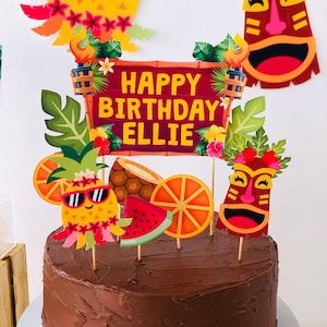 Hawaiian Luau Party Birthday Cake Topper