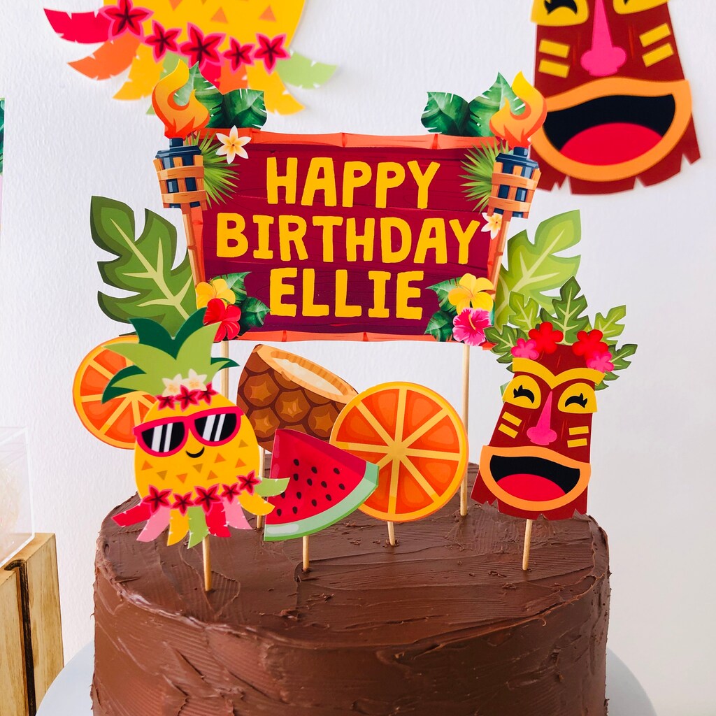 Set Di Decorazioni Hawaiane Per Torta ENLACE – Fiori E Foglie In Carta Di Riso