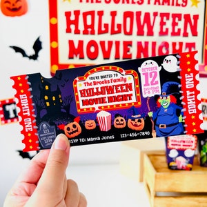 Halloween Movie Night Party Ticket Invitation Printable/ Halloween Movie Concession Ticket Birthday Invitation