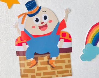 Nursery Rhyme First Birthday Party Decorations/ Hickory Dickory Dock, Humpty Dumpty Cut-Outs Printable