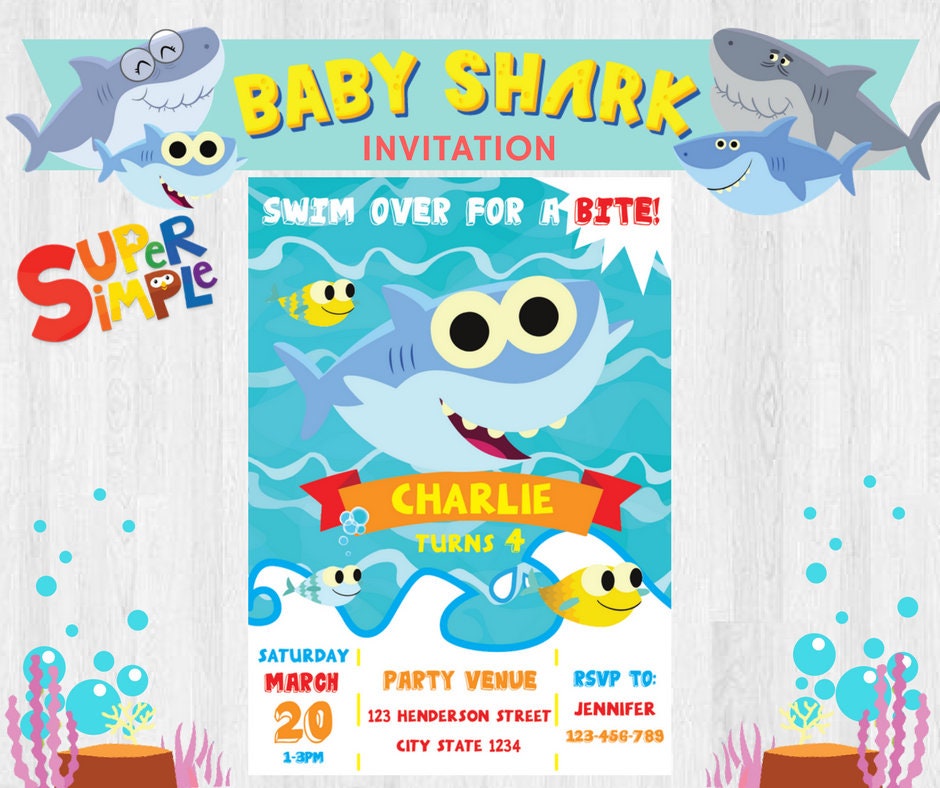Super Simple Songs Baby Shark EDITABLE Birthday Party | Etsy