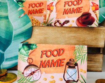 Indiana Jones Party Food Label/ Adventure Explorer Food Tent/ Jungle themed Food Card Editable Printable