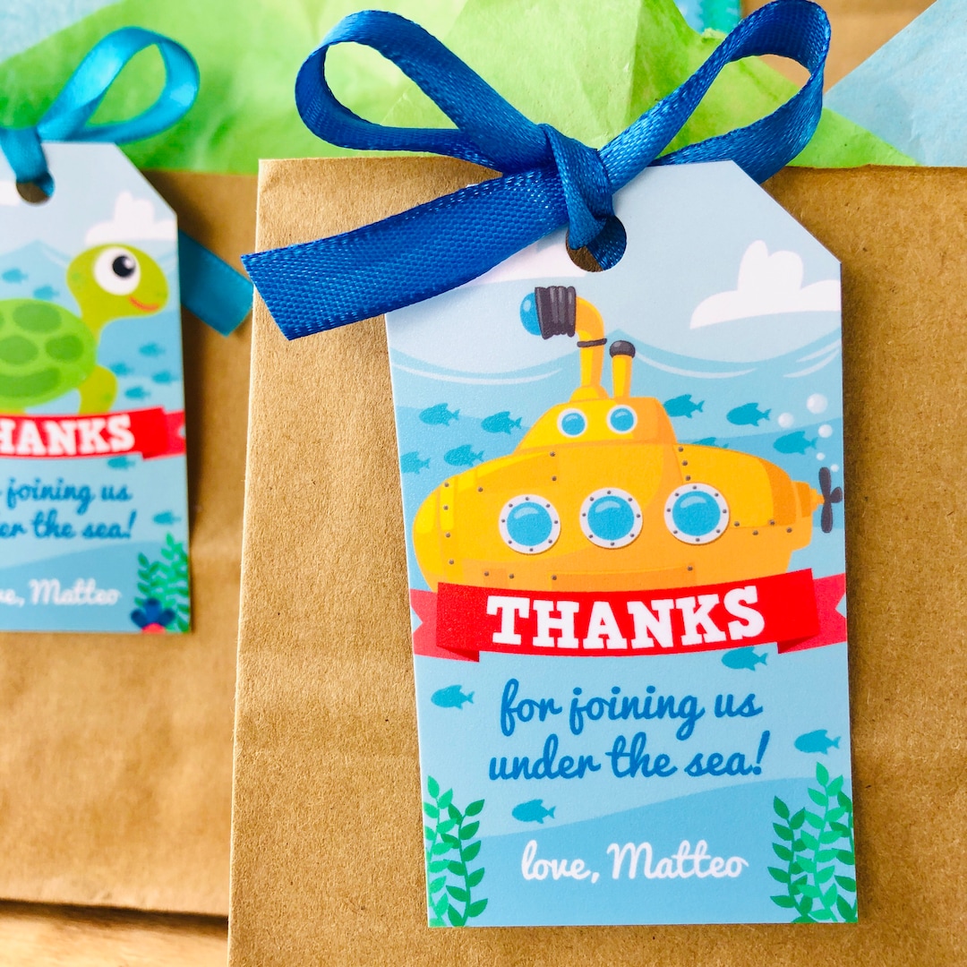 Yellow Submarine Party Favor Tags/ Yellow Submarine Gift Tags/ Etsy