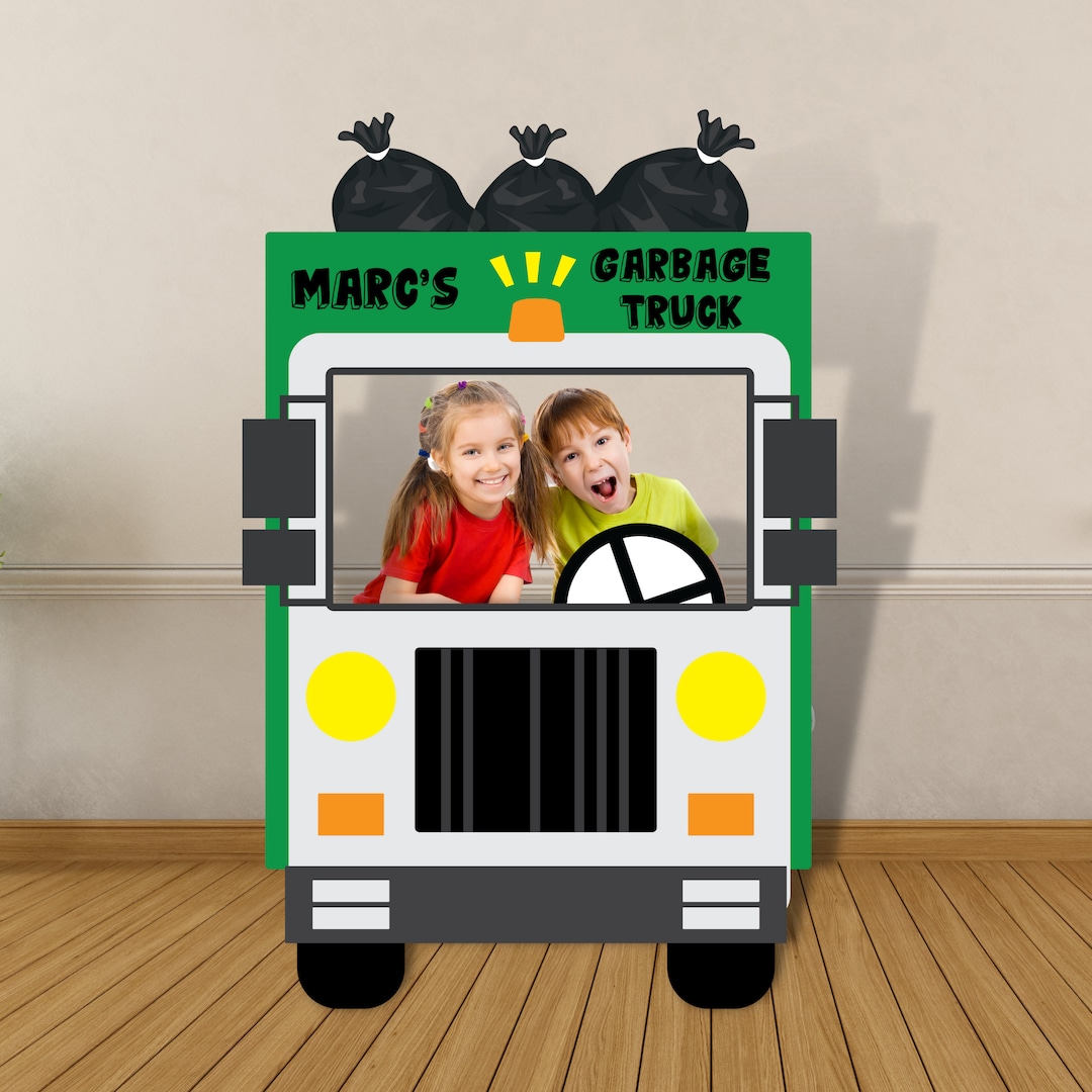 Garbage Truck Photo Booth Prop, EDITABLE Printable (digital Download ...