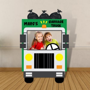Garbage Truck Photo Booth Prop, BEWERKBAAR afdrukbaar (digitale download)