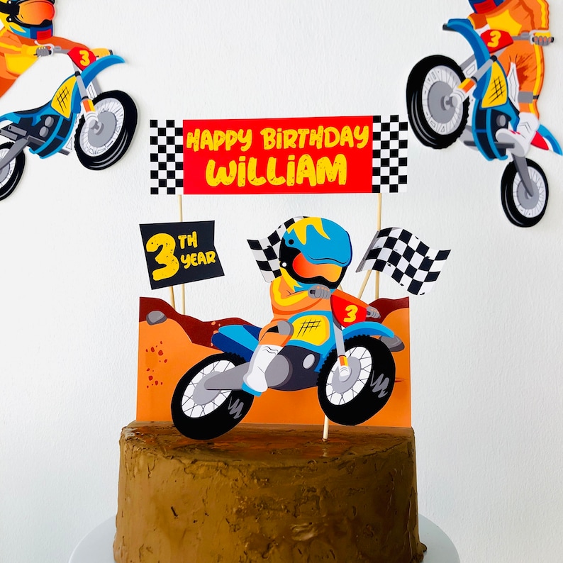 Dirt Bike Party Birthday Cake Topper