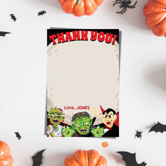Halloween Party Favors Thank You Card Editable Printable/ Halloween ...