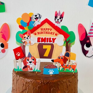 Puppy Dog Birthday Cake Topper Printable/ Puppy Pawty Party Cake Topper/ Dog Themed Party Decorations Cake Topper Printable