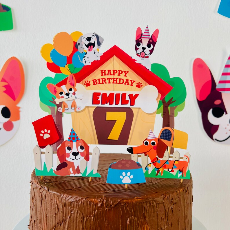 Puppy Dog Birthday Cake Topper Printable/ Puppy Pawty Party Cake Topper/ Dog Themed Party Decorations Cake Topper Printable