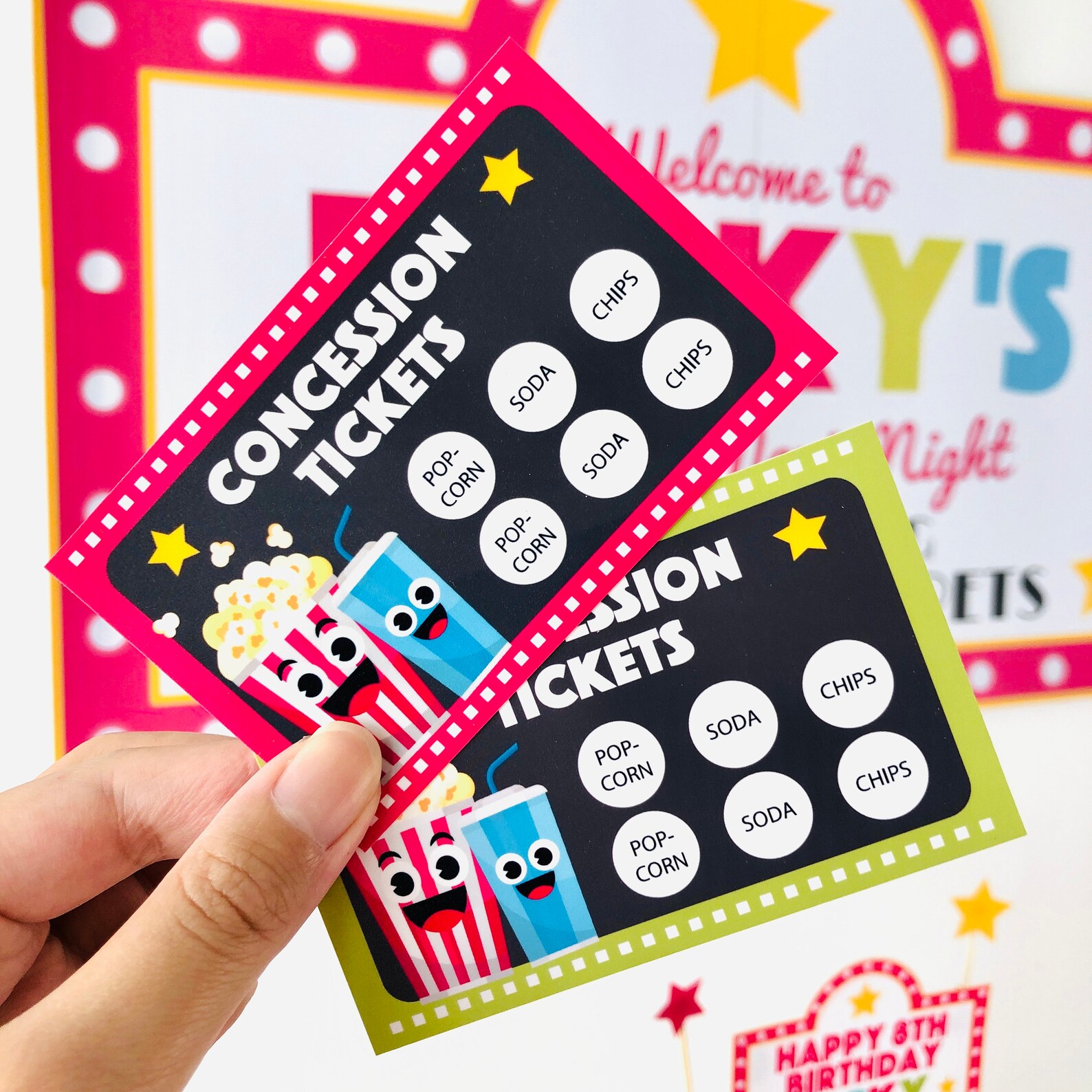 movie night concession tickets editable printable backyard etsy