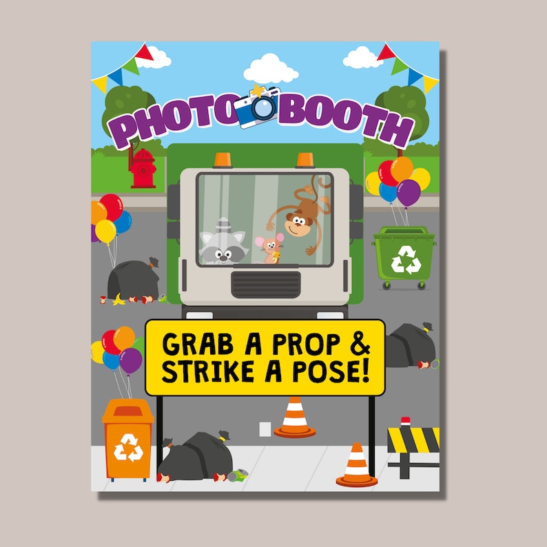 Garbage Truck Party Photo Booth and Props