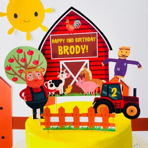 Old MacDonald Farm Birthday Cake Topper/ Animal Farm Barnyard Party Birthday Cake Topper Party Decorations