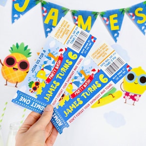 Pool Party Ticket Invitation Editable Printable/ Pool Water Slide Party Invitation Printable
