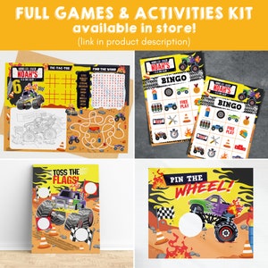 Monster Truck Party Game Pin the Wheel Game