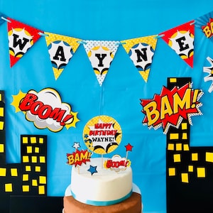 Superhero Boy Party Banner/ Superhero Kids Party Garland/ Superhero Party Banner EDITABLE Printable