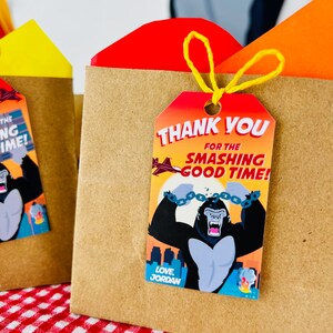 King Kong Party, Planet of the Apes Party, Kong Skull Island Party, Legend of Tarzan, Rampage Movie Party, Black Gorilla Themed Birthday Party Decorations, Kingdom of the Apes | King Kong Party Favors, Gift Tags, Favor Tags, Labels