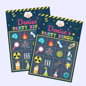 Mad Science Party Bingo Game/ Scientist Birthday Bingo Kids Party Game Editable Printable