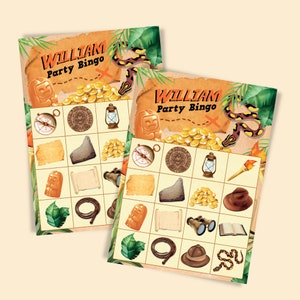 Indiana Jones Party Adventure Explorer Birthday Party Games Bingo Game