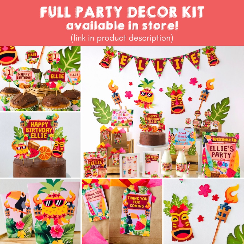 Hawaiian Luau Party Birthday Cake Topper