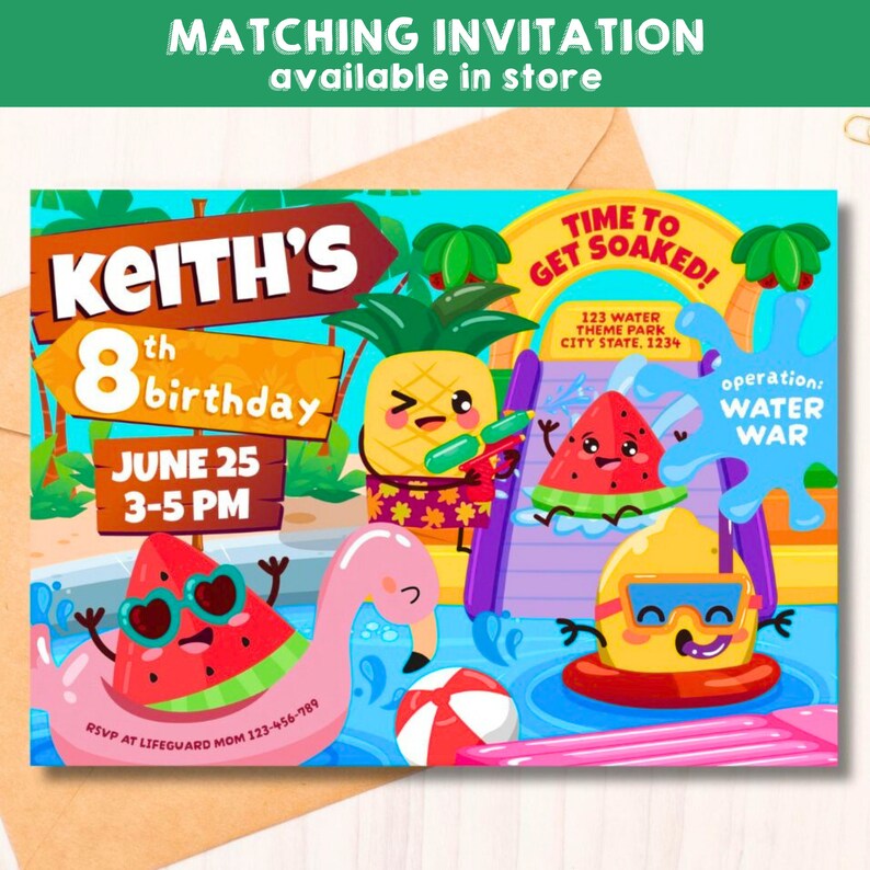 Water Park Birthday Party/ Water Slide Party/ Splash Bash/ Summer Pool Party/ Splash Park/ Water Party