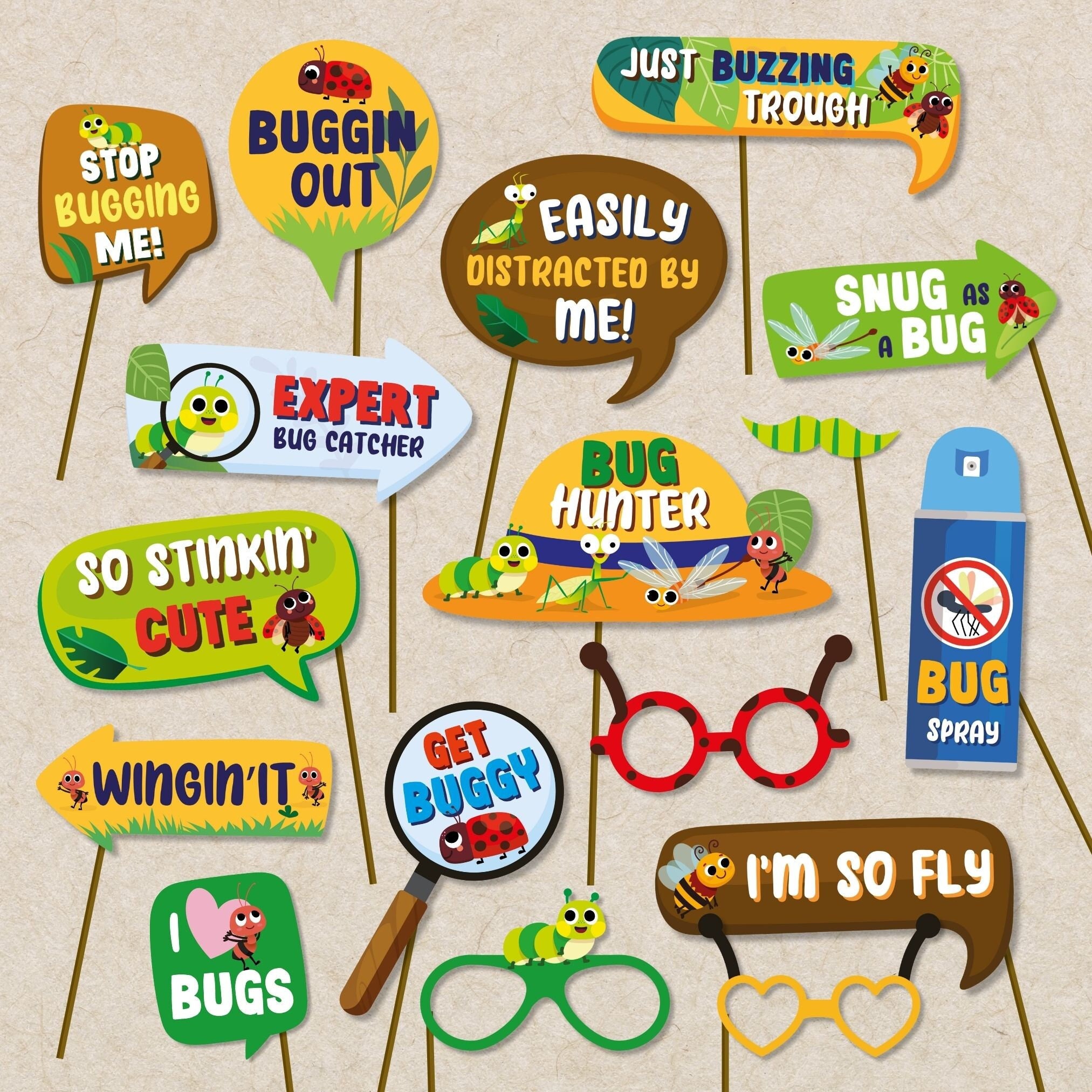 Bug Hunt Photo Booth Props | Explorer Party Printables (digital ...