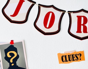 Banner de cumpleaños de detective / Decoración editable para fiesta de espías (Descarga digital)