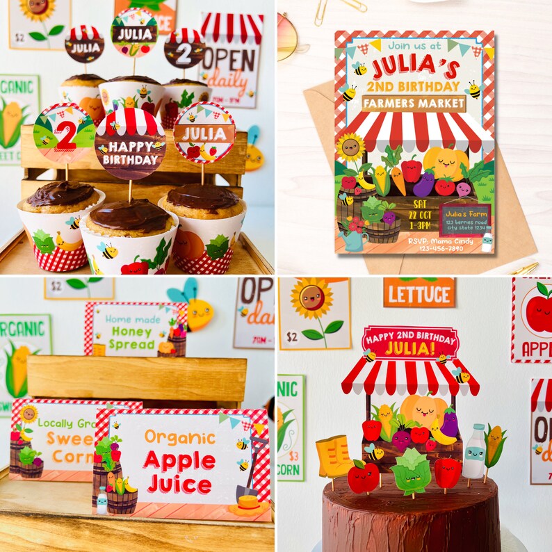 Farmers Market Party, Play Pretend for Classroom Play, Imaginative Play, Dramatic Play, Market Themed Birthday Party, Locally Grown Baby Shower Party, Fruits and Vegetables Market Decor, Country Farm Market Party
