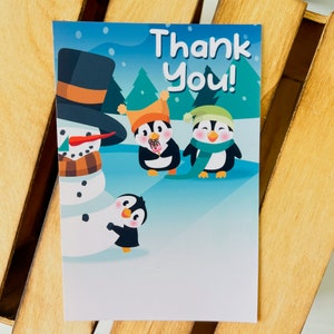 Pinguin-Party-Dankes-Karte EDITIERBARE druckbare / Pinguin-Weihnachts-Winter-Wunderland-Geburtstags-Dankes-Karte druckbare