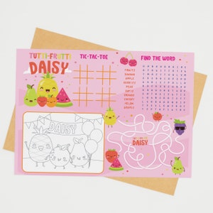 Tutti Frutti Party Games Coloring Place Mat/ Fruits Birthday Coloring Activity Sheet/ Kids Place Mat Editable Printable