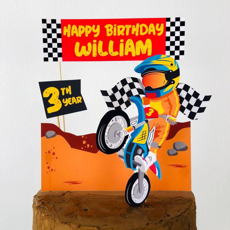 Dirt Bike Party Birthday Cake Topper