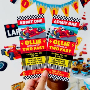 Car Racing Ticket Invitation/ Race Car Party Invite/ Go Kart F1 Grand Prix Ticket Invitation