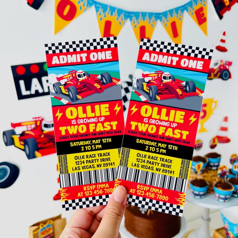 Car Racing Ticket Invitation/ Race Car Party Invite/ Go Kart F1 Grand Prix Ticket Invitation
