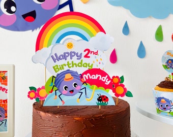 Itsy Bitsy Spider Geburtstag Cake Topper EDITIERBARE druckbare / Incy Wincy Spider Cake Topper Partydekorationen druckbar