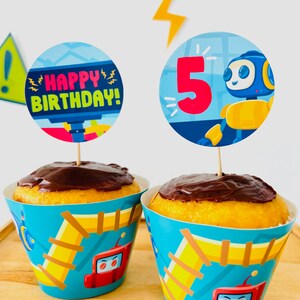 Robots Party Cupcake Toppers Printable/ Robotics Science Cupcake Topper Party Decorations Printable
