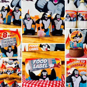 King Kong Party, Planet of the Apes Party, Kong Skull Island Party, Legend of Tarzan, Rampage Movie Party, Black Gorilla Themed Birthday Party Decorations | Kingdom of the Planet of the Apes Decor