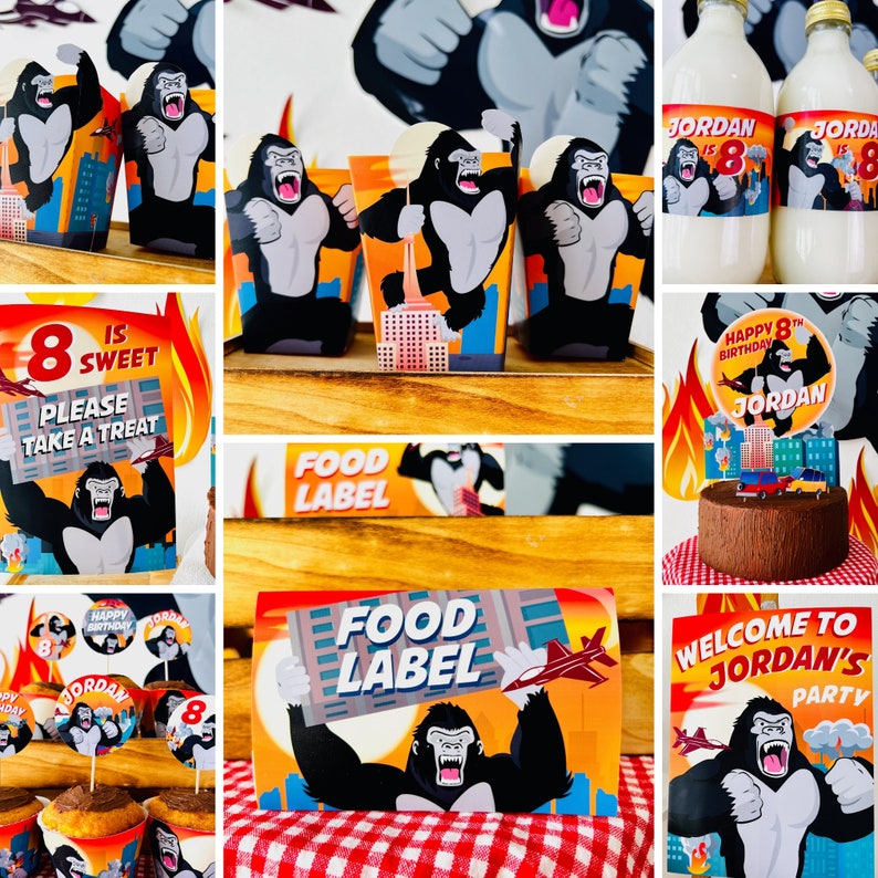 King Kong Party, Planet of the Apes Party, Kong Skull Island Party, Legend of Tarzan, Rampage Movie Party, Black Gorilla Themed Birthday Party Decorations | Kingdom of the Planet of the Apes Decor