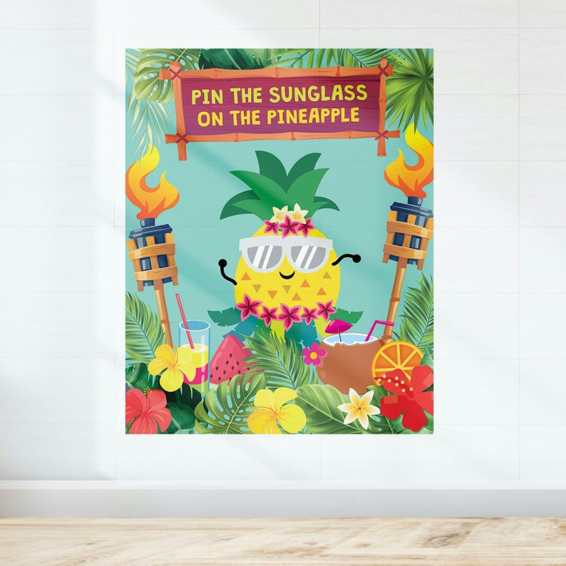 Luau Party Game: Pin the Sunglass on Pineapple (Digital Download) image 1