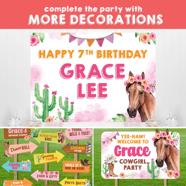 Horse Party Printables / Cowgirl Birthday Party/ Girl Horse | Etsy