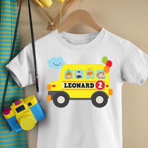 Wheels on the Bus Birthday Shirt Design/ Yellow School Bus Birthday Tee Party Outfit Design (for your own printing)