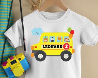 Wheels on the Bus Birthday Shirt Design/ Yellow School Bus Birthday Tee Party Outfit Design (for your own printing)