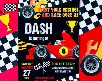 Race Car Birthday Invitation, Racing Party Invite (Editable Printable)