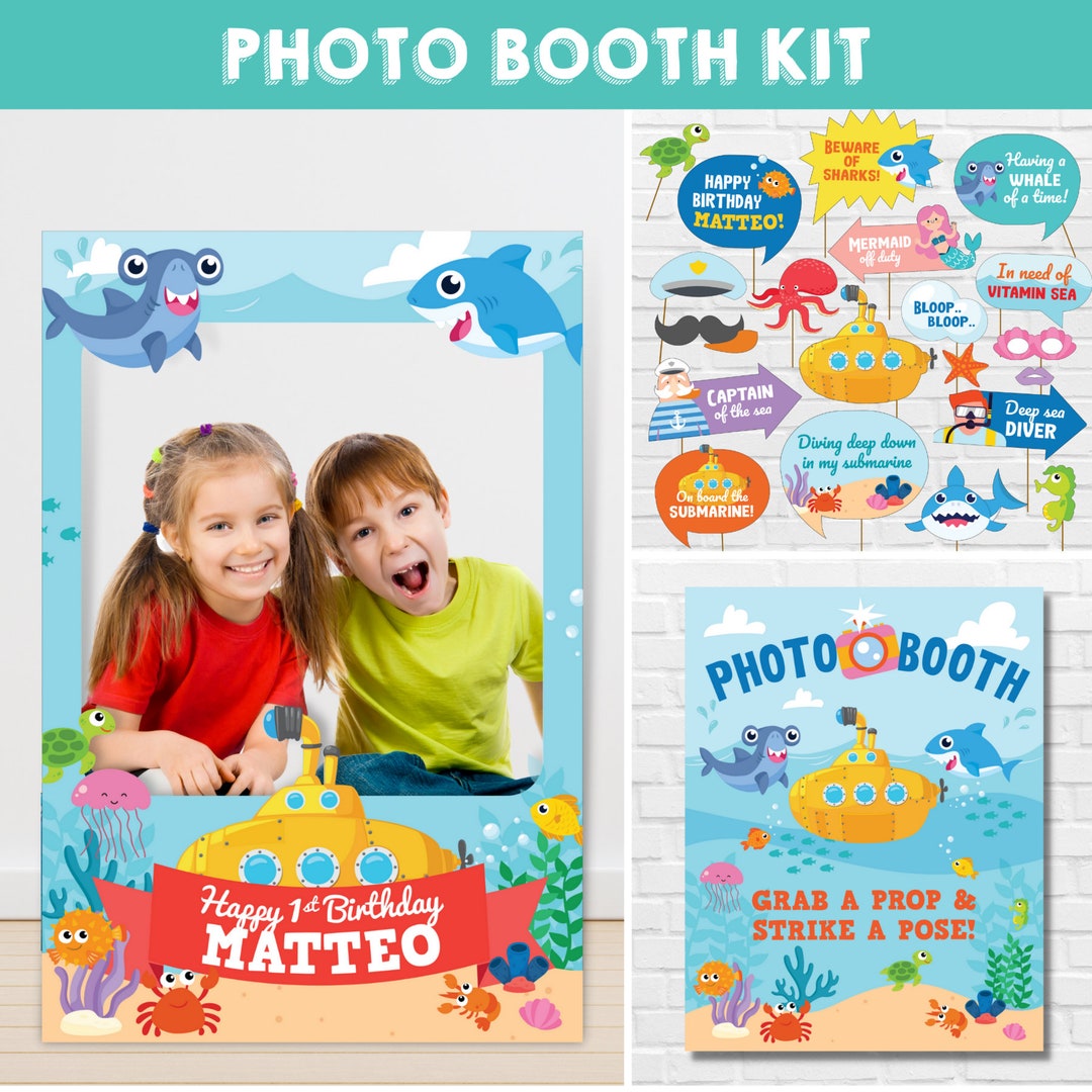 Yellow Submarine Photo Booth Photo Props EDITABLE Printable Kit/ Under